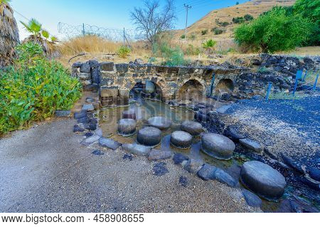 View Of A Hot Spring With Roman Era Ruins, In Hamat Tiberias National Park, Northern Israel
