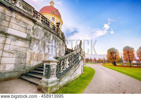 Stunning View Of Moritzburg Castle Near Dresden. Popular Tourist Destination. Location: Moritzburg, 