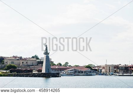 Nesebar, Bulgaria - June 17, 2021: Statue Of Saint Nicholas In The Old Town. The Ancient City Of Nes