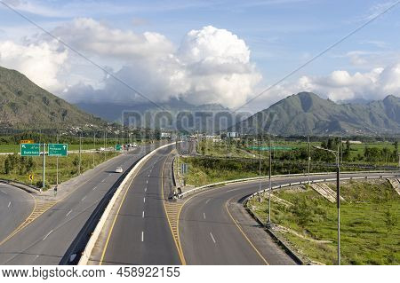 Bird Eye View Of National Highway Leads To The Entrance Of The Swat Motorway, Khyber Pakhtunkhwa, Pa