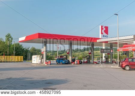 Vrcin, Serbia - June 7, 2022: Eko Gas Station. Eko Petrol Station Of Greek Company.