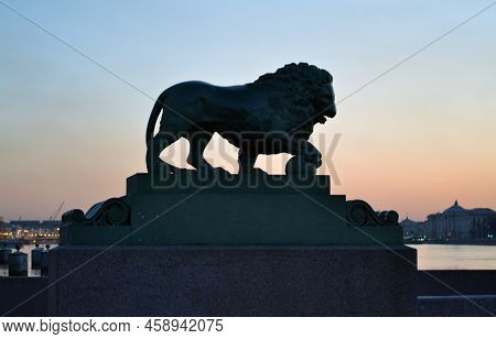 St. Petersburg. In The Photo, The Evening City Of St. Petersburg. View Of The Embankment And The Mon