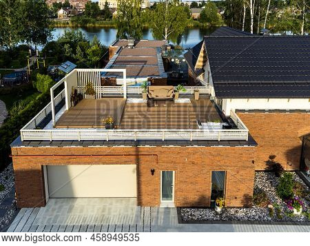 Droneshot Of A Garden In A Country House
