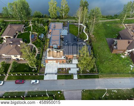 Droneshot Of A Garden In A Country House