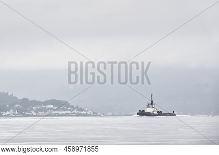 Single Boat Mindfulness Empty Background With Ocean And Blank Sky