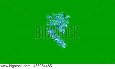 Nice Blue Clear Brilliants Alphabet - Rupee Sign, Isolated - Object 3d Illustration