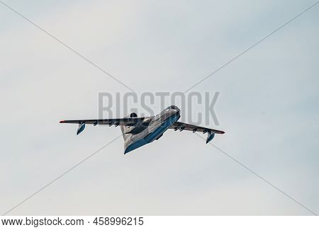 Russia, St. Petersburg, 28 July 2022: Military Aircraft And Helicopters Of The Air Force Fly On The 
