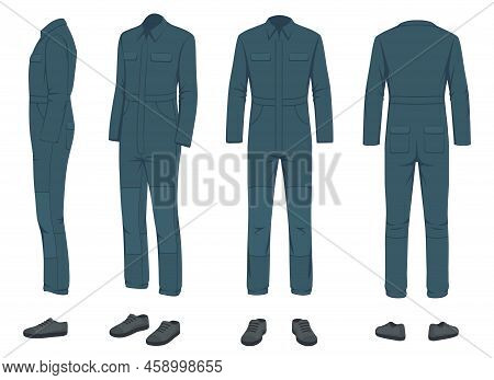 Worker Uniform Mockup Front View On White Background, Uniform For A Worker, Mechanic, Driver, Loader