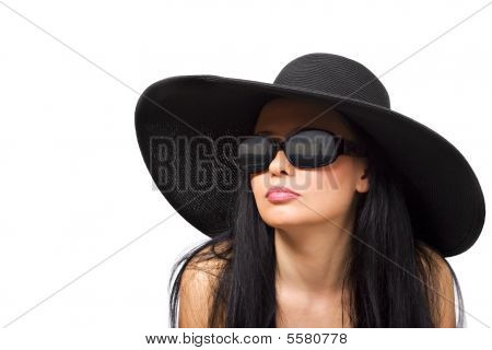 Unge Brunette i sort Hat