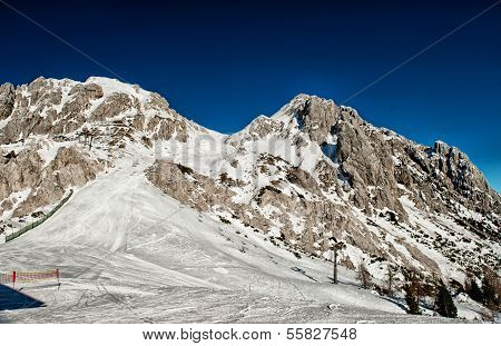 Alps in winter, Ski resort Nassfeld - Mountains Alps, Austria