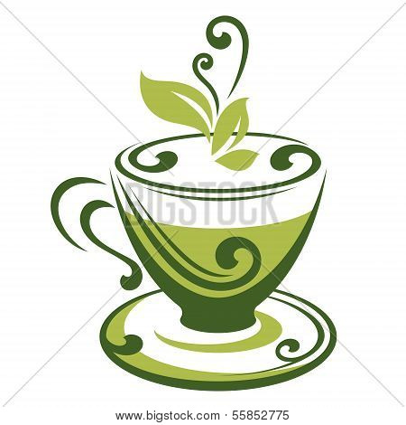 Vector icon of green tea cup
