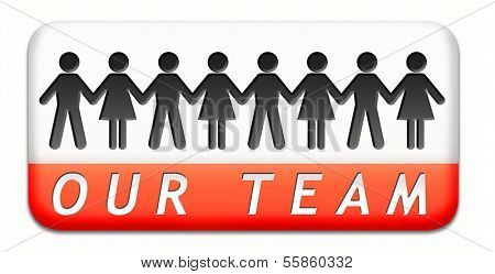 Team button or work or business our team banner about us sign icon or button