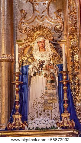 Basilica Mary With Tears Statue Church Of El Salvador Seville Andalusia Spain