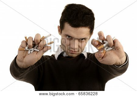 Man Whose Breaking Cigarettes