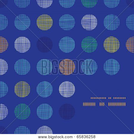 Abstract textile polka dots on blue frame corner pattern background