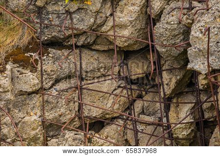 Old Broken German Bunkers Of Atlantic Wall On Pointe-du-hoc. Western End Of The Omaha Beach Sector,