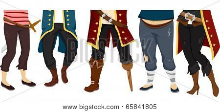 Cropped Illustration Featuring the Feet of a Pirate Crew