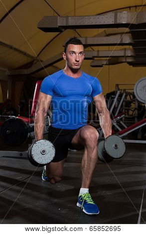 Man Doing Dumbbell Lunges