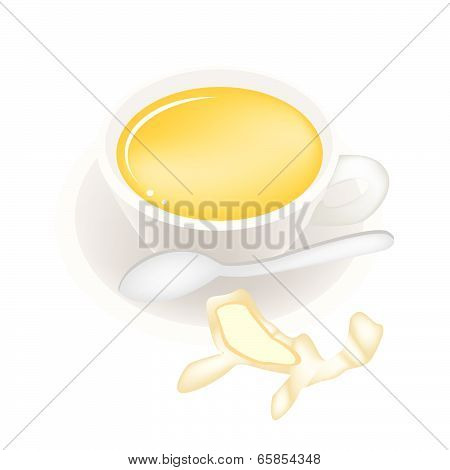 Ginger Tea With Honey In Coffee Cup