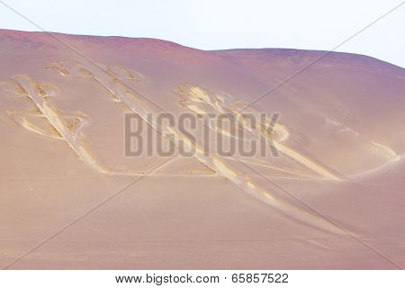 Candelabra, Peru, Ancient Mysterious Drawing In The Desert Sand, Paracas National Park