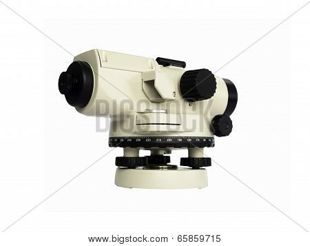 Surveying Measuring Equipment Level Theodolite  Isolate On A White Background