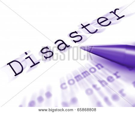 Disaster Word Displays Emergency Calamity And Crisis