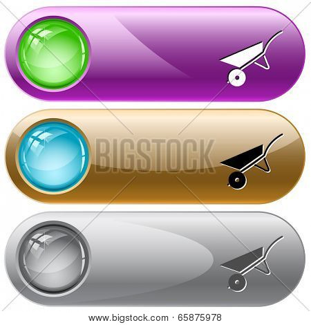 Wheelbarrow. Vector internet buttons.
