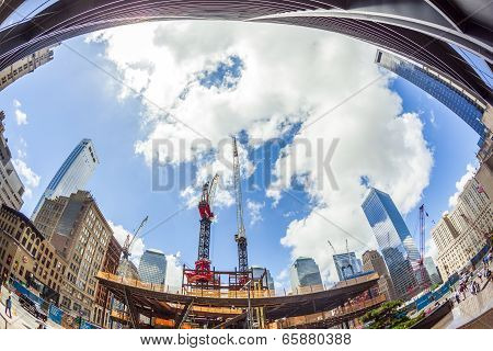 People At Construction Site Of Ground Zero In Manhattan, New York