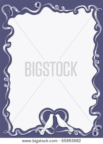 Frame Illustration Featuring a Pair of Doves Surrounded by Ribbons