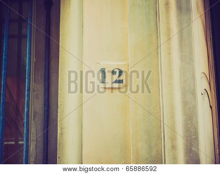 Retro Look Blue House Number