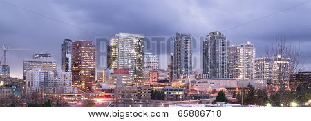 Bright Lights City Skyline Downtown Bellevue Washington United States