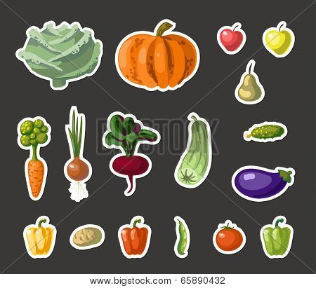 hand-painted vegetables, fruits