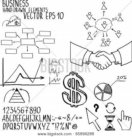 Business elements. Hand-drawn