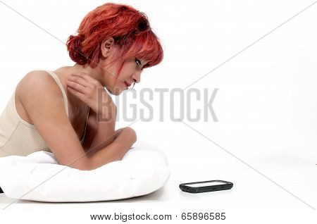Woman Waiting On Phone