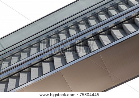 Close Up Escalator, Side View On White Background