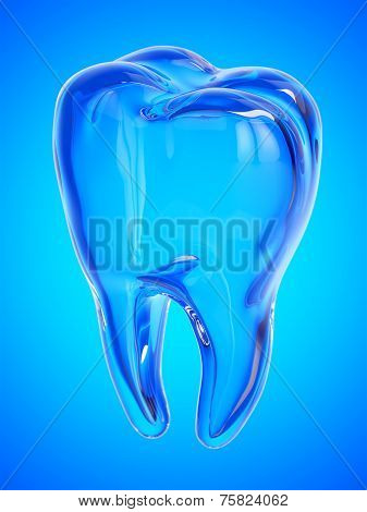 Tooth on a blue background