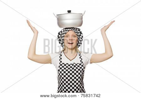 Woman cook isolated on the white background