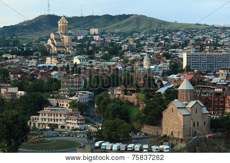 aerial view of Tbilisi, Georgia