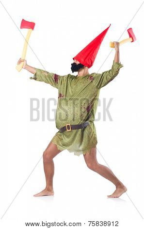 Savage man isolated on white