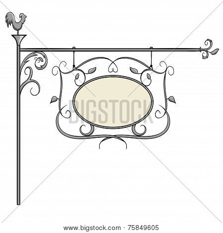 Vintage Iron Sign With Cock