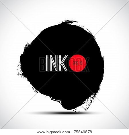 Vector ink splatter. Abstract grunge design element. Black and w