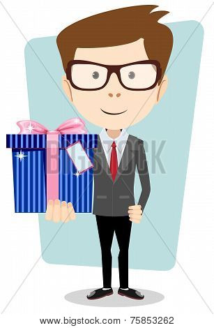 Businessman with colorful gift boxes Vector
