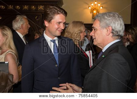 MOSCOW - JUNE, 20: A.Malishev and Ambassador of Italy in Moscow Cesare Maria Ragaglini. Welcome reception at the Embassy of Italy. June 20, 2014 in Moscow, Russia