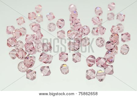 Collection Of Many Flying Pink Double Cones Crystals