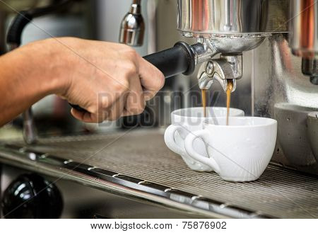 Prepares Espresso In His Coffee Shop