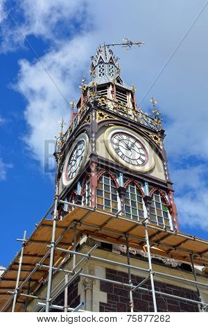 Repairs Start On Iconic Diamond Jubilee Clock Tower In Christchurch.