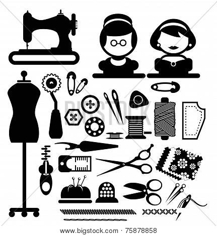 Sewing icons vector