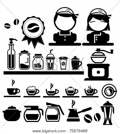 coffee icons set vector