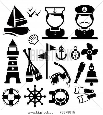 Nautical icons set vector