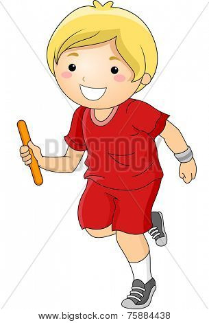 Illustration Featuring a Boy Participating in a Relay Race